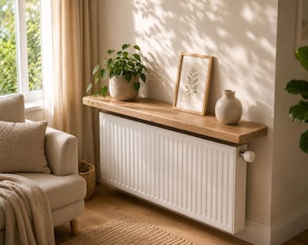 Wooden radiator shelf without drilling – shelf with supports for flat or cast iron radiators