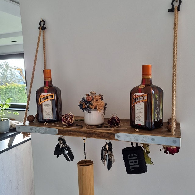 Porte Clés Mural, Vide Poche, Tablette Murale, Étagère Flottante avec Crochets