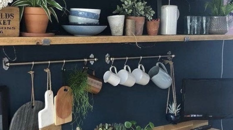 Etagère style industriel bois d'échafaudage avec support en acier noir