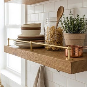 Galerieschiene Messing satiniert – Regalstange 25/50 cm – Halterung für Wandregale, Küche, Bücherregal, Vintage Look