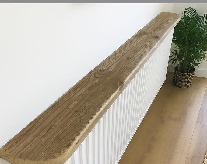 Featured listing image: Étagère murale bois d’échafaudage | Tablette radiateur sans perçage | Étagère flottante rustique | Bois naturel | Rangement mural recyclé