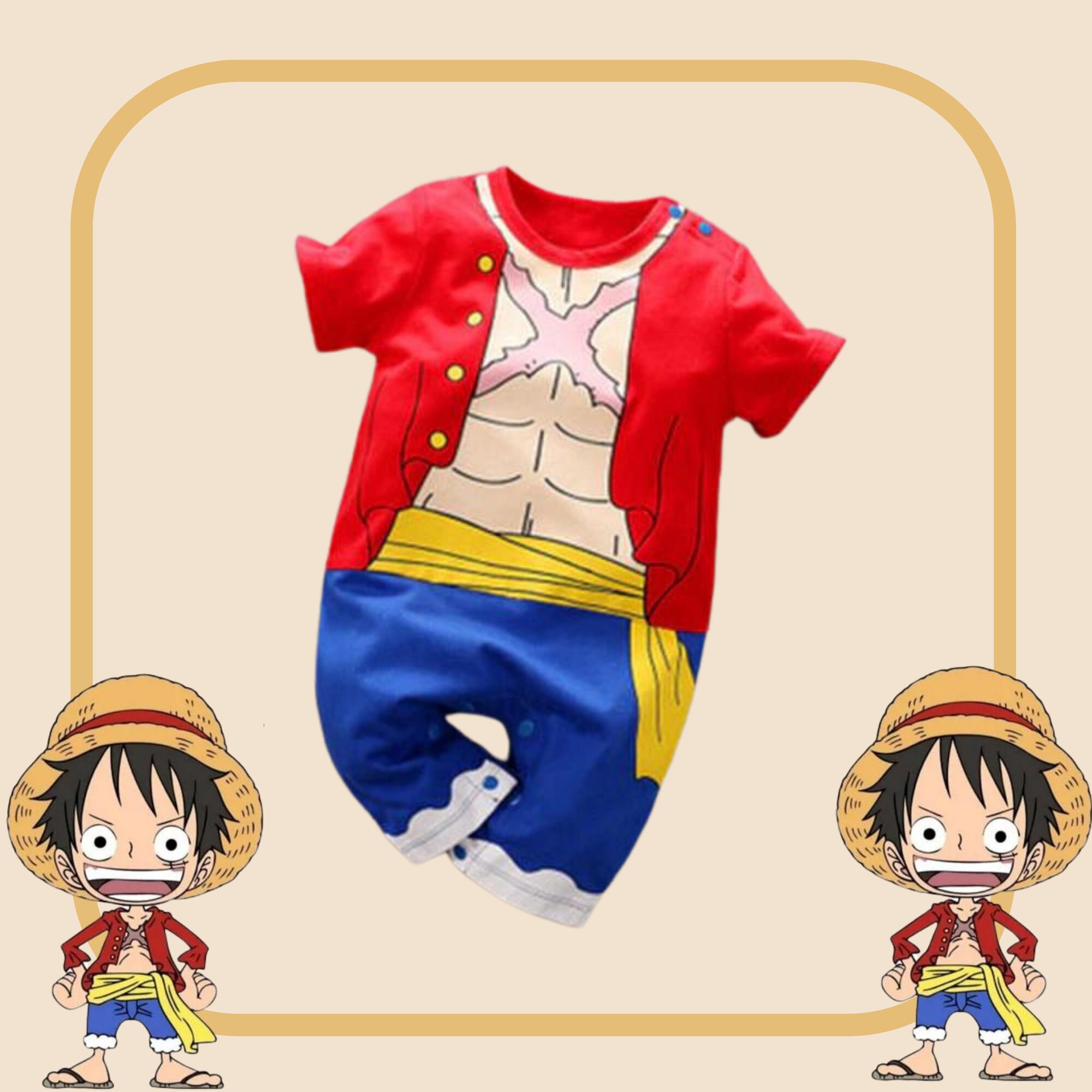 One Piece Luffy Baby Costume Summer Clothes Onesie – Baby Sleep Better