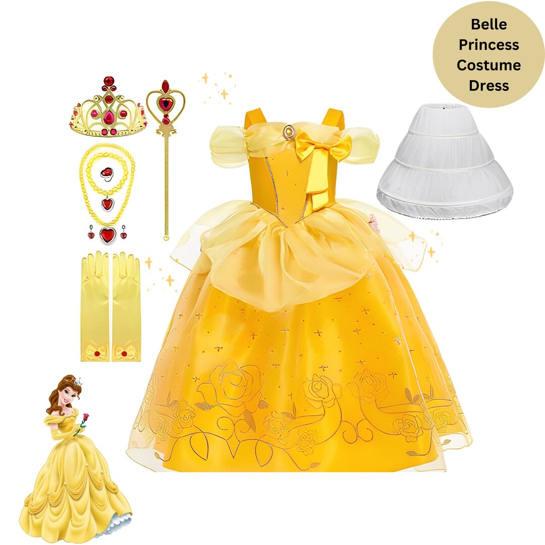 Disney Inspired Belle Princess Costume Dress With Accessories Etsy