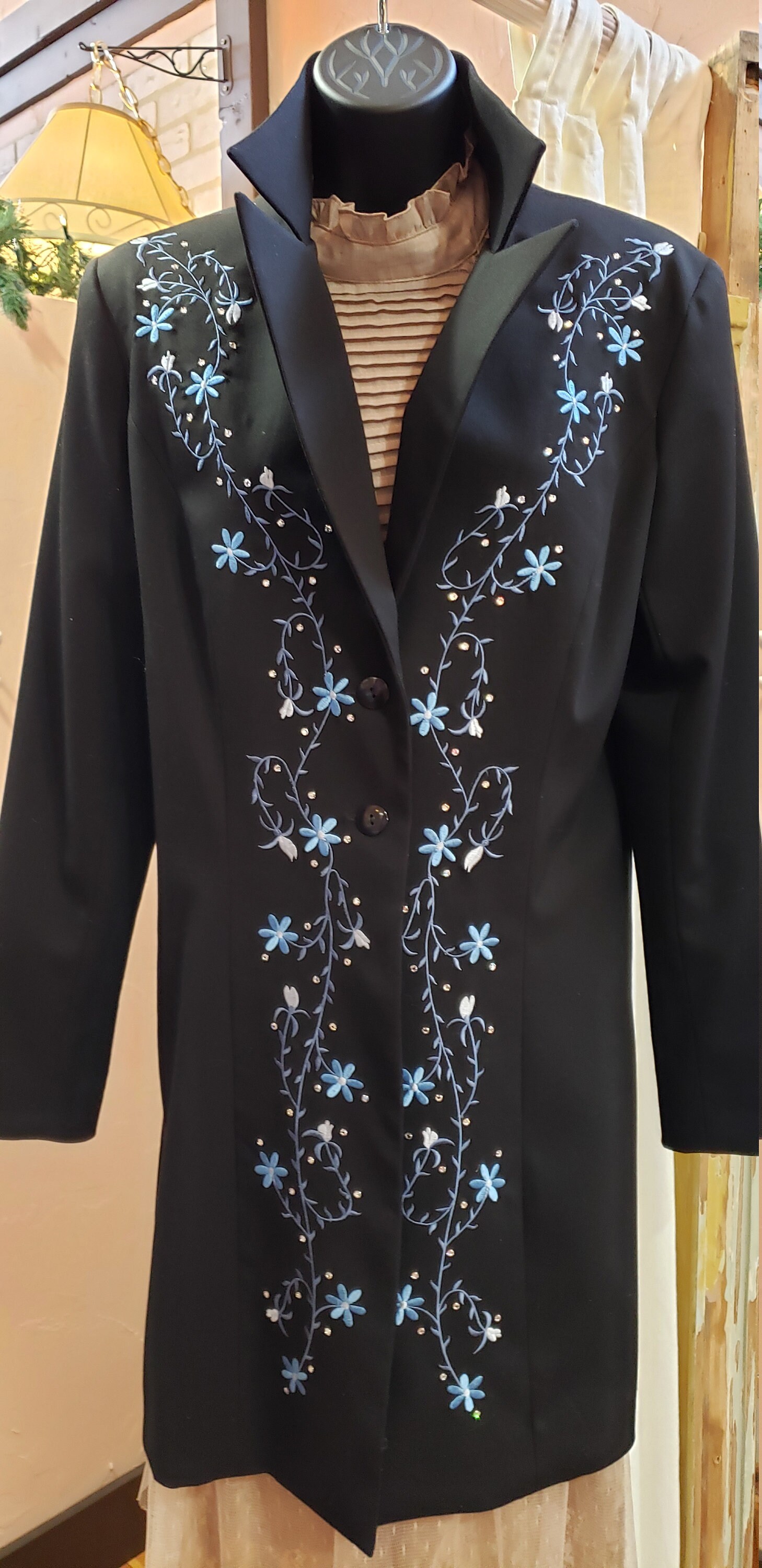 SAGE WEST Black Embroidered Western Jacket Fort Worth Texas Etsy