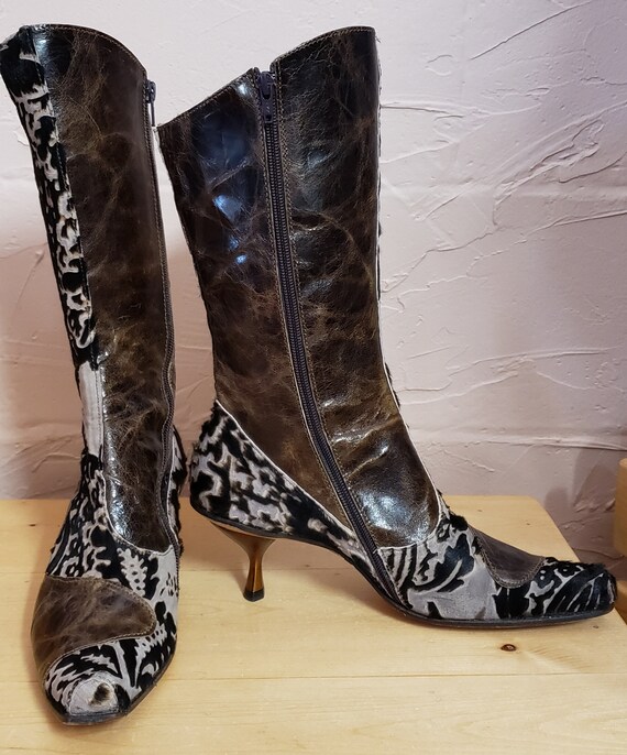 CYDWOQ Handel Vintage Calf Hair Burnout Leather Ha