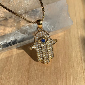 Evil Eye Halskette |  18k vergoldet | Zirkon Edelsteine | Schutz Halskette | Geschenk