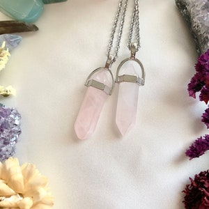 Rose Quartz Crystal Pendant | Energy Stone Necklace | healing crystals | gift