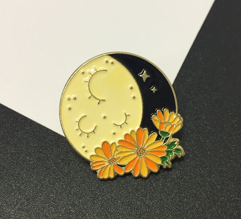 The Moon Wax and Wane Enamel Pins Set Label Badge Funny Etsy