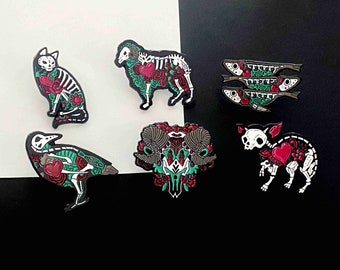 Animal Skull Heart pins cute enamel pins set label badge funny Birthday gift for her animal enamel pin pins for jeans