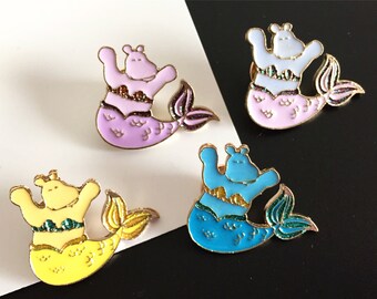 YXXZ Hippo Round Badge Brooches and Pins Accessories Multiple Packs YXXZ Hippo Round Badge Brooches and Pins Accessories Multiple Packs