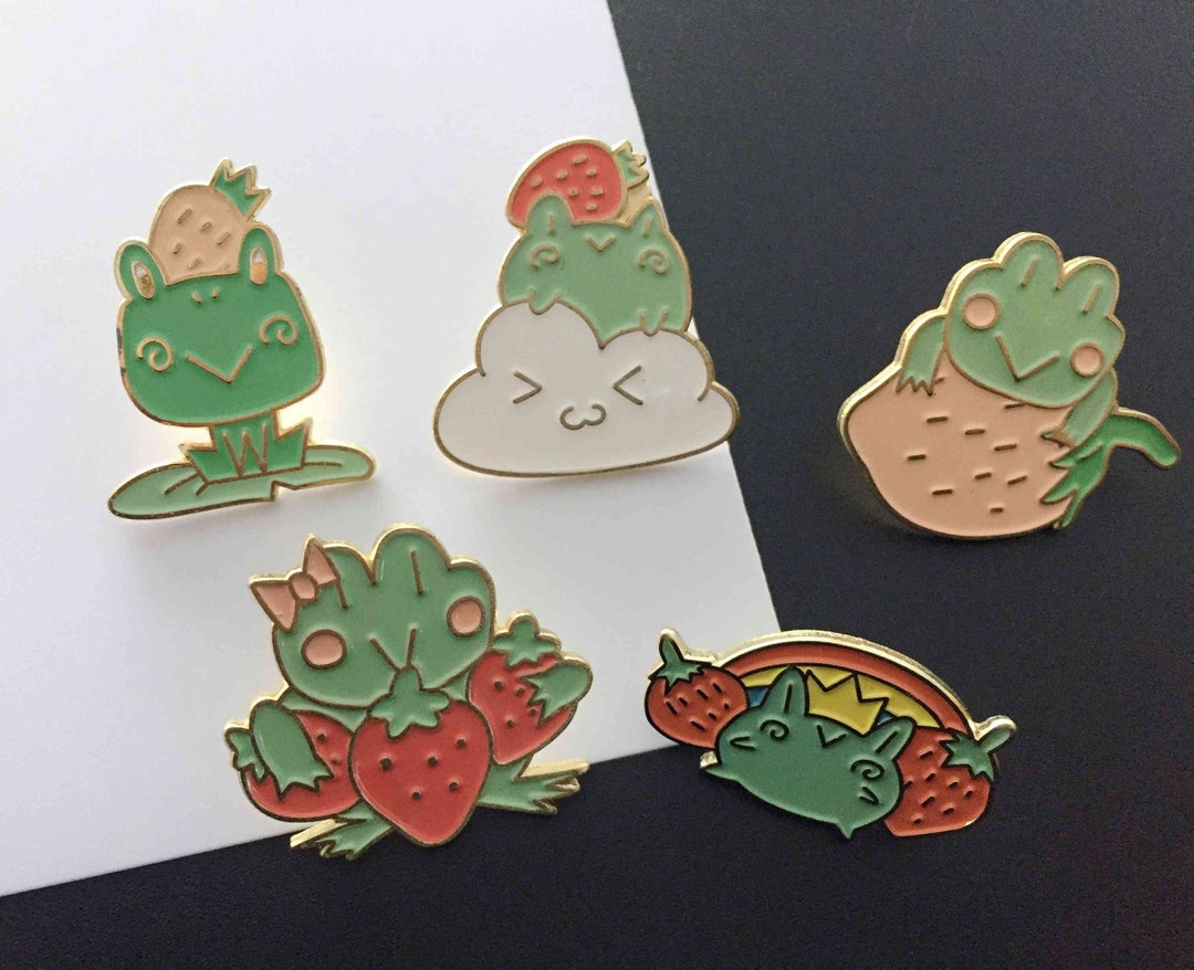 Enamel Frog Pins In Various Colors With Music, Strawberry, And Smile  Designs Perfect Gift For Kids Lapel Pots And Clothes From Misszoe, $1.09