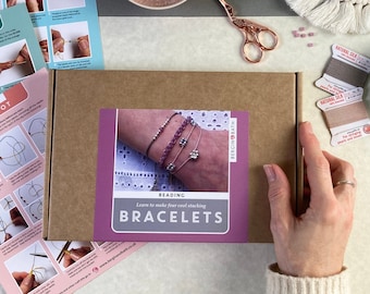 Kit de bracelets de perles - Argenté - Créez vos propres bracelets empilables - Kit de fabrication de bijoux - Kit de création manuelle pour adultes - Cadeau pour elle, adolescente