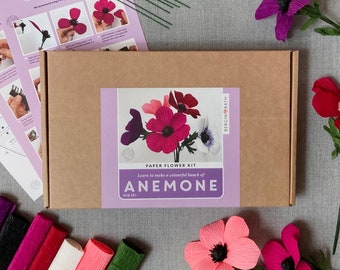 Papierblumen Kit - Anemone. Eine kreative Geschenkidee aus Papier für Mama. Handgemachte Papierblumen.