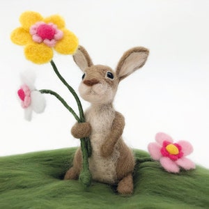 Needle Felted Easter Bunny kit. Craft kit for adults and teens. Learn how to make a felted rabbit. Easter gift. image 2