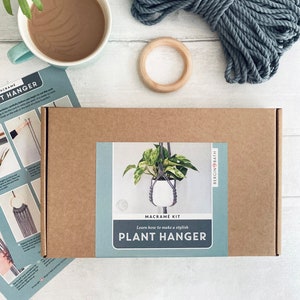 Macrame Plant Hanger Kit - Make your own DIY knotted plant holder with this boho chic craft kit - The perfect creative gift idea!