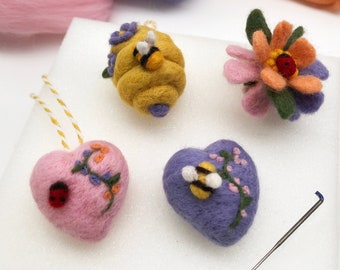 Needle Felting Kit - Springtime, Learn to make a set of decorations for Easter. Craft kit for adults