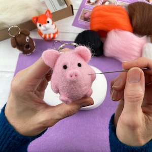 Needle Felted Mini Animals Kit: Cat, Dog, Pig - Beginner Craft