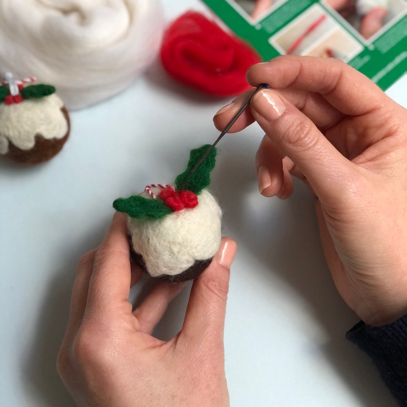 Needle felting kit, Christmas Pudding. Make your own Christmas decorations with this craft kit for adults. A stocking filler for crafters image 9