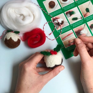 Needle felting kit, Christmas Pudding. Make your own Christmas decorations with this craft kit for adults. A stocking filler for crafters image 3