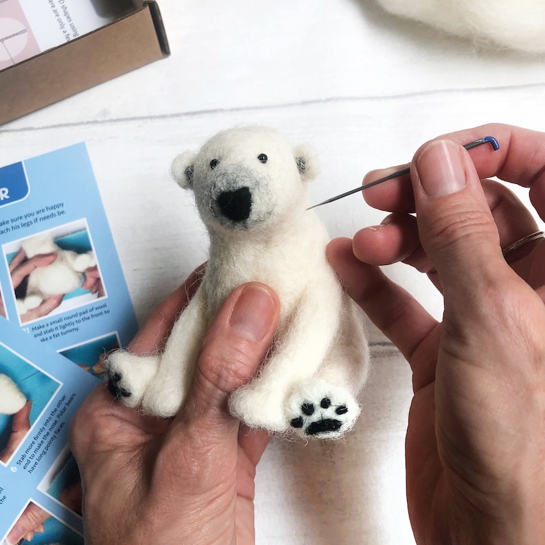 Needle Felting Bumper Kit Three Bears. A premium starter kit. Everything you need to make a polar bear, a panda and a teddy bear. image 10