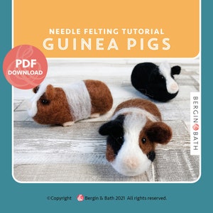 Needle-Felted Guinea Pig pattern, needle felting animal tutorial, digital download PDF
