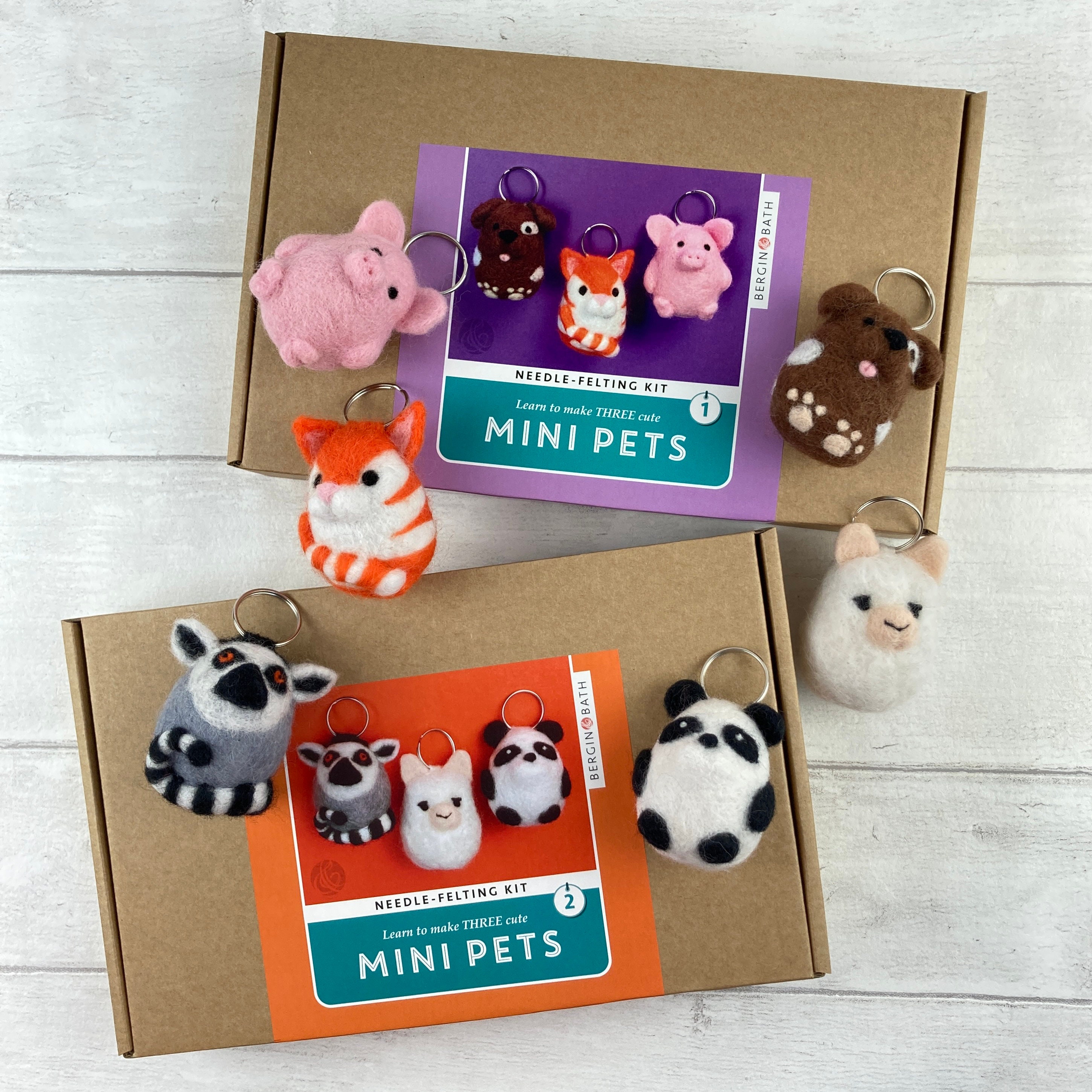Needle Felting Kit - Mini Pets 2 - Make THREE felt animals with