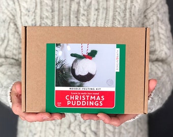 Needle felting kit, Christmas Pudding. Make your own Christmas decorations with this craft kit for adults. A stocking filler for crafters!