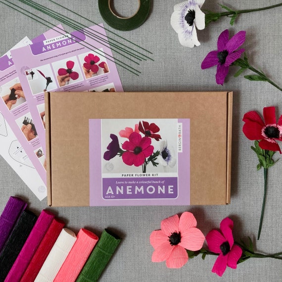 Paper Flower Kit Anemone. A Creative Papercraft Gift Idea for Mum. Hand  Make Paper Flowers. 