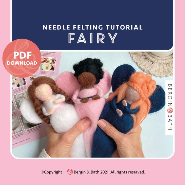 Needle Felted Fairy Pattern. Digital Download PDF Tutorial. Learn how to make a felted fairy for Christmas