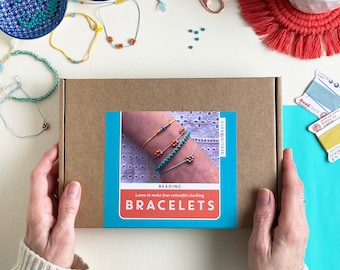Beaded Bracelets Kit - Gold. Jewellery making kit. Craft kit for adults