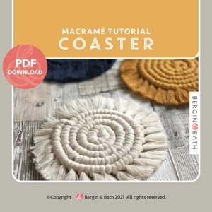Macrame Coaster tutorial. Printable PDF download. Full step-by-step instructions.