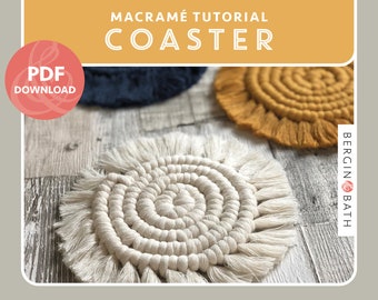 Macrame Coaster tutorial. Printable PDF download. Full step-by-step instructions.
