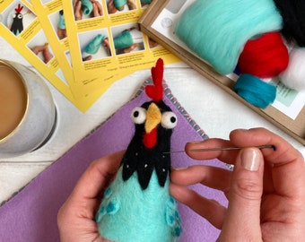 Needle Felting Kit - Chicken Egg Cosy - Learn to felt this quirky hen for your breakfast table. A fun craft kit for adults.