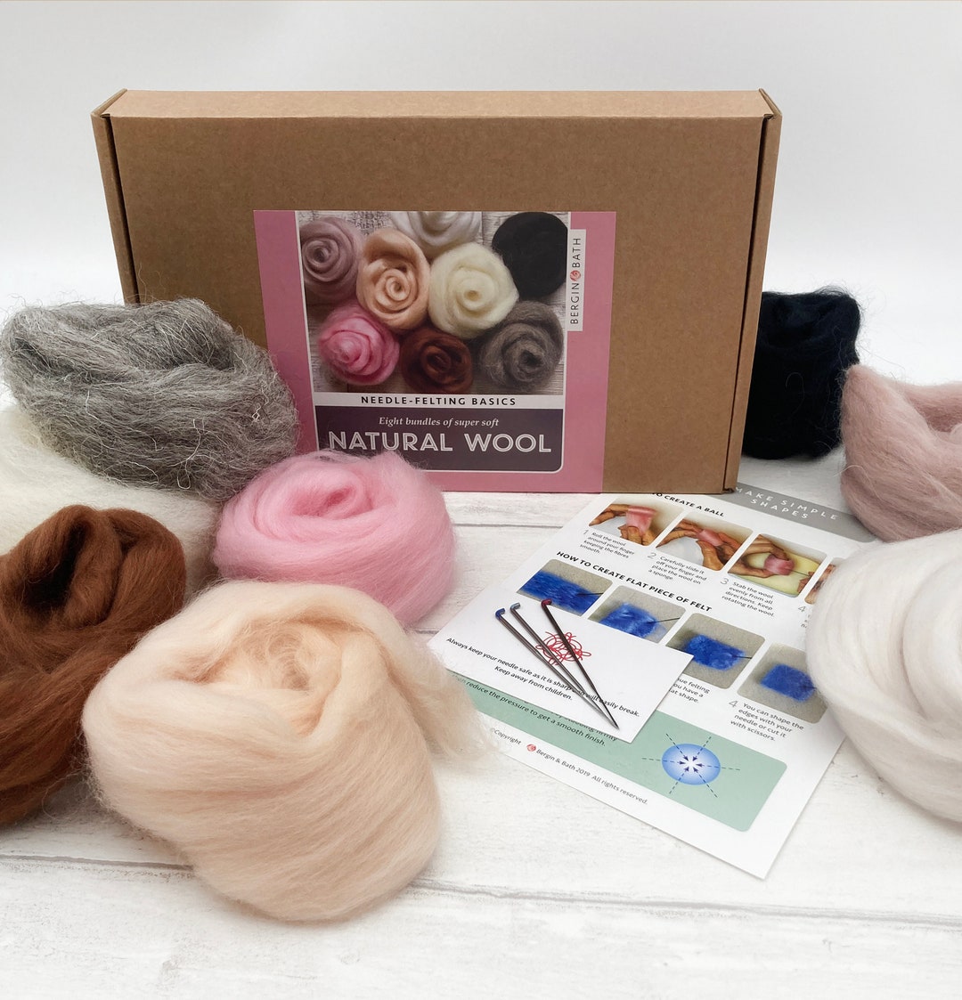 Needle Felting Starter Kit Natural. 100 Wool Roving. Felt Supplies