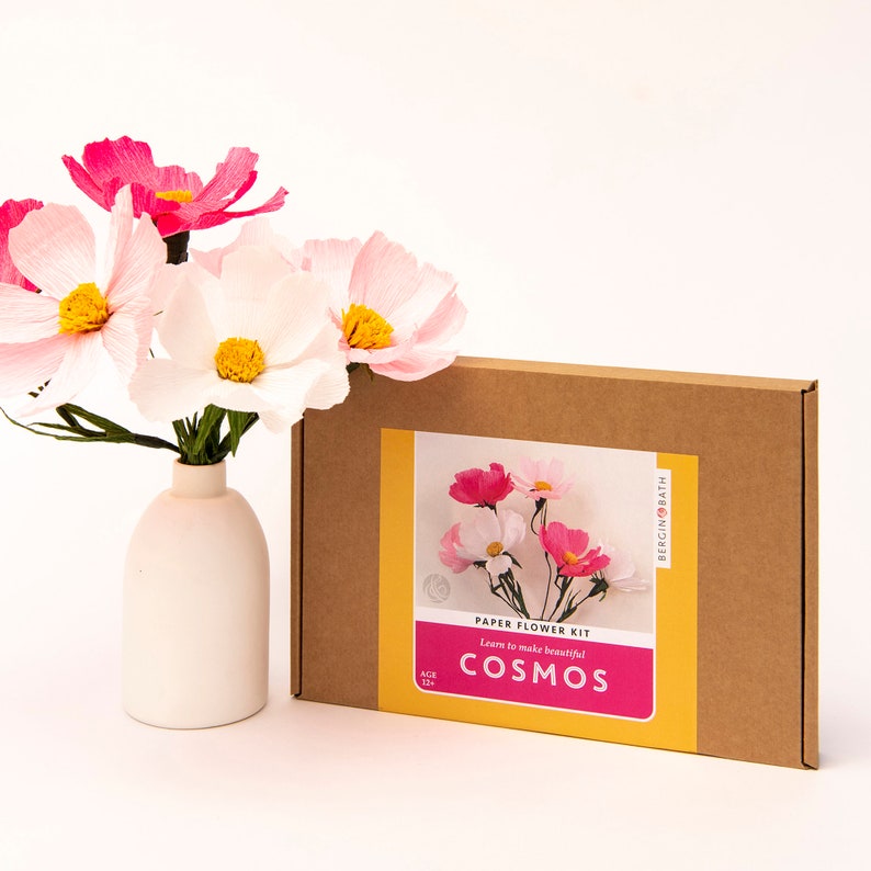Paper Flower Kit Cosmos. Papercraft kit for women. A creative gift idea. image 9