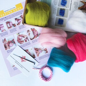 Needle felting Kit Easter eggs Create your own hanging Easter decorations craft kits for adults Easter gift for her, for Mum image 4