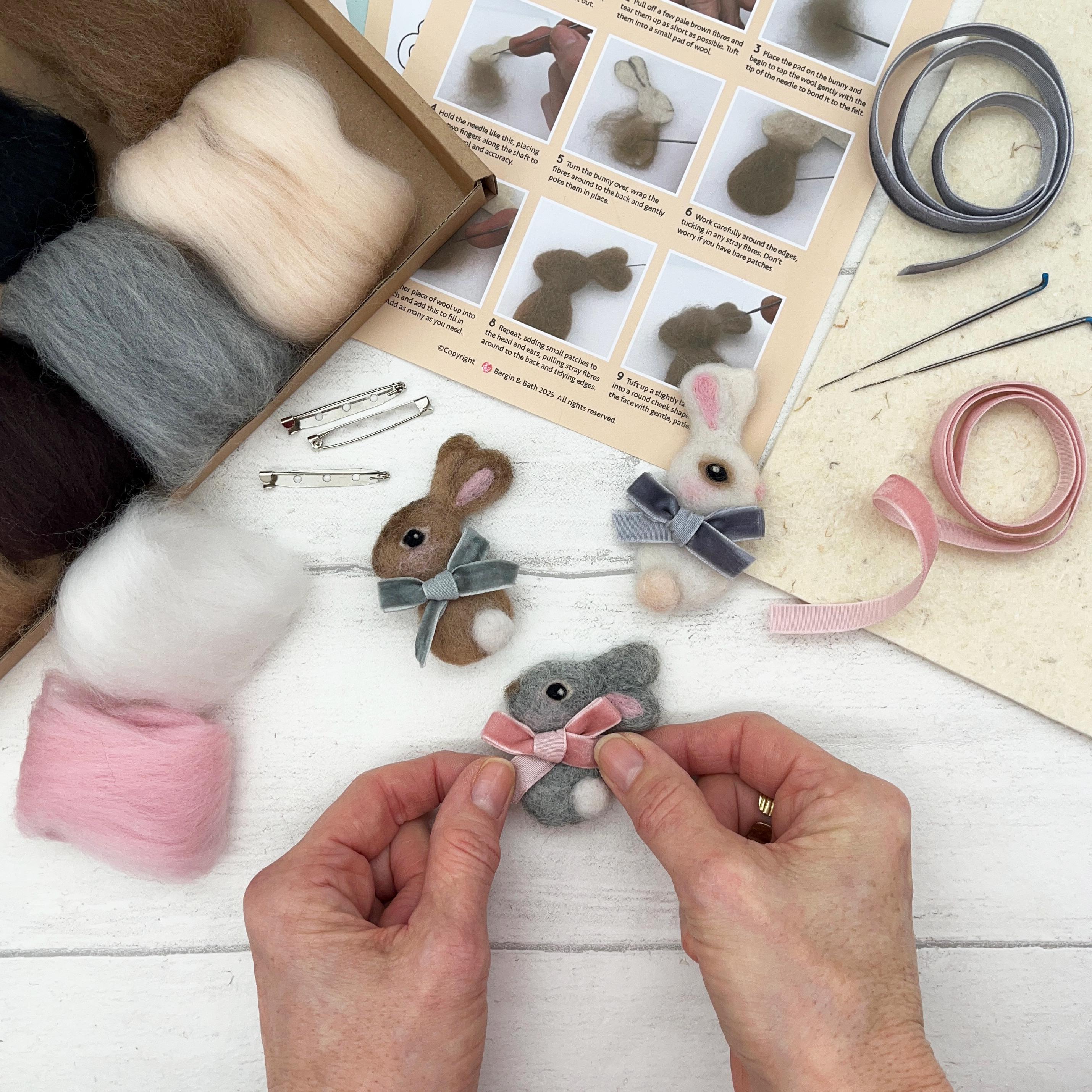 Needle Felting Kit, Bunny Brooch Pins, Craft Kit for Adults - Etsy UK