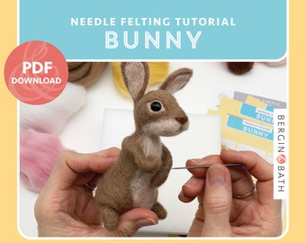 Needle Felted Easter Bunny Tutorial. PDF file. Instant download.