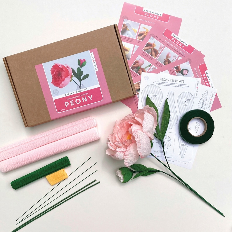 Paper Flower Kit Peony. Papercraft kit for women. A creative gift idea. image 3