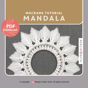 Tutorial de mandala de macramé. Descarga en formato PDF para imprimir. Instrucciones completas paso a paso.