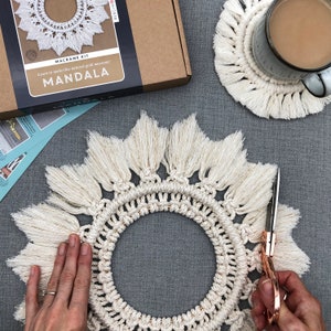 Macrame Kit - Mandala Wreath - Gold. Make a rustic wall hanging for Christmas. A great crafty gift idea.