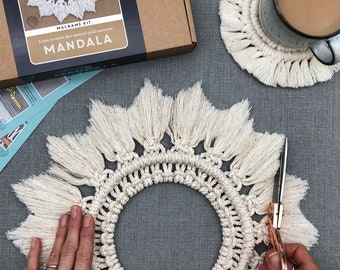 Macrame Kit - Mandala Wreath - Gold. Make a rustic wall hanging for Christmas. A great crafty gift idea.