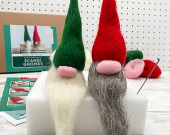 Needle Felting Kit - Gnomes, Make your own Scandi Gnomes! Christmas craft for adults. Stocking filler idea