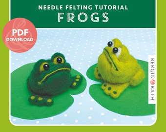 PDF File. Felted frogs. Needle felting tutorial. Instant download