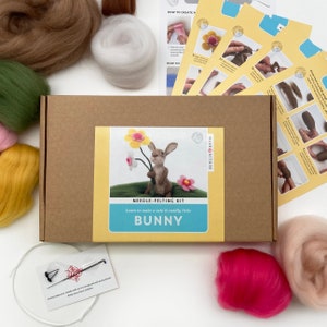 Needle Felted Easter Bunny kit. Craft kit for adults and teens. Learn how to make a felted rabbit. Easter gift. image 5