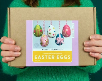 Needle felting Kit - Easter eggs - Create your own hanging Easter decorations - craft kits for adults - Easter gift for her, for Mum