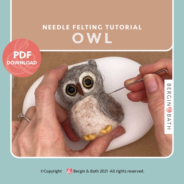 PDF pattern. Needle felted owl tutorial. Instant download