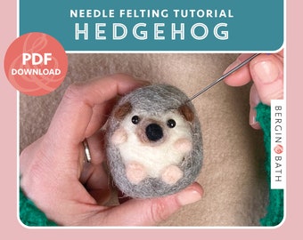 PDF File. Needle felted hedgehog tutorial. Instant download.