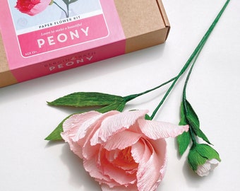 Kit DIY 10 Fleurs Pivoine En Papier Crêpe Prédécoupé - Kit Créatif Pour Débutants