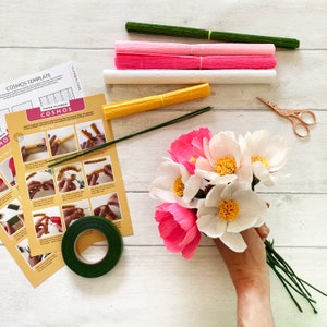 Papierblumen Kit - Cosmos. Bastelbogen für Frauen. Eine kreative Geschenkidee.